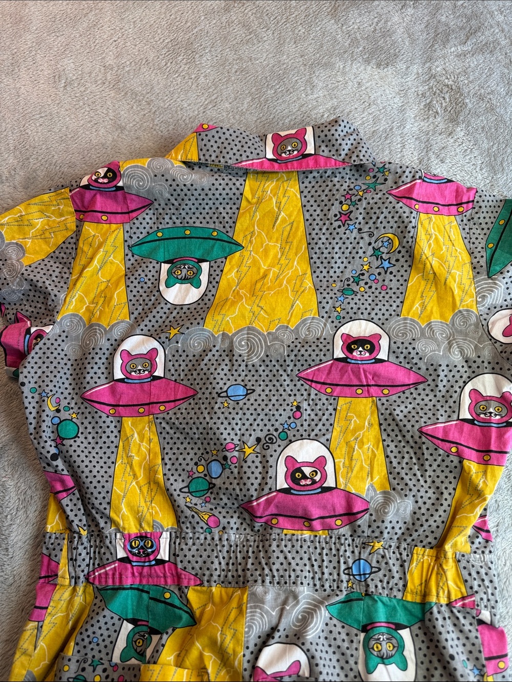 NWOT Blue Platypus Clothing Cats In Space Jumpsuit In Asteroid Field SizeXS - Picture 6 of 14